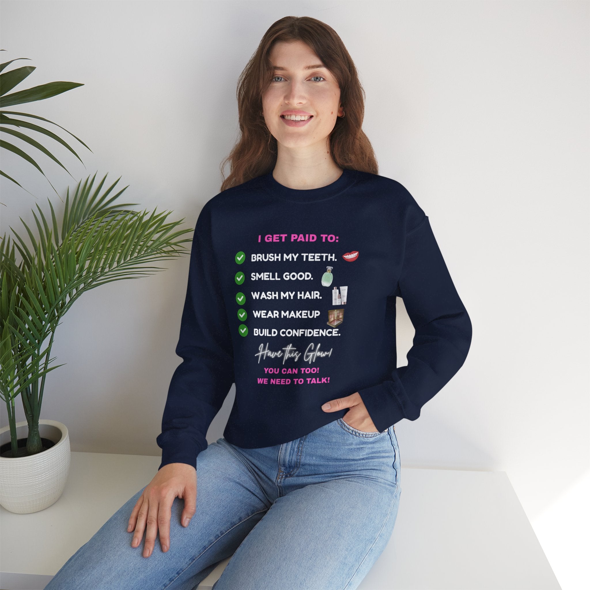 Do you get paid to... White Font Unisex Heavy Blend™ Crewneck Sweatshirt