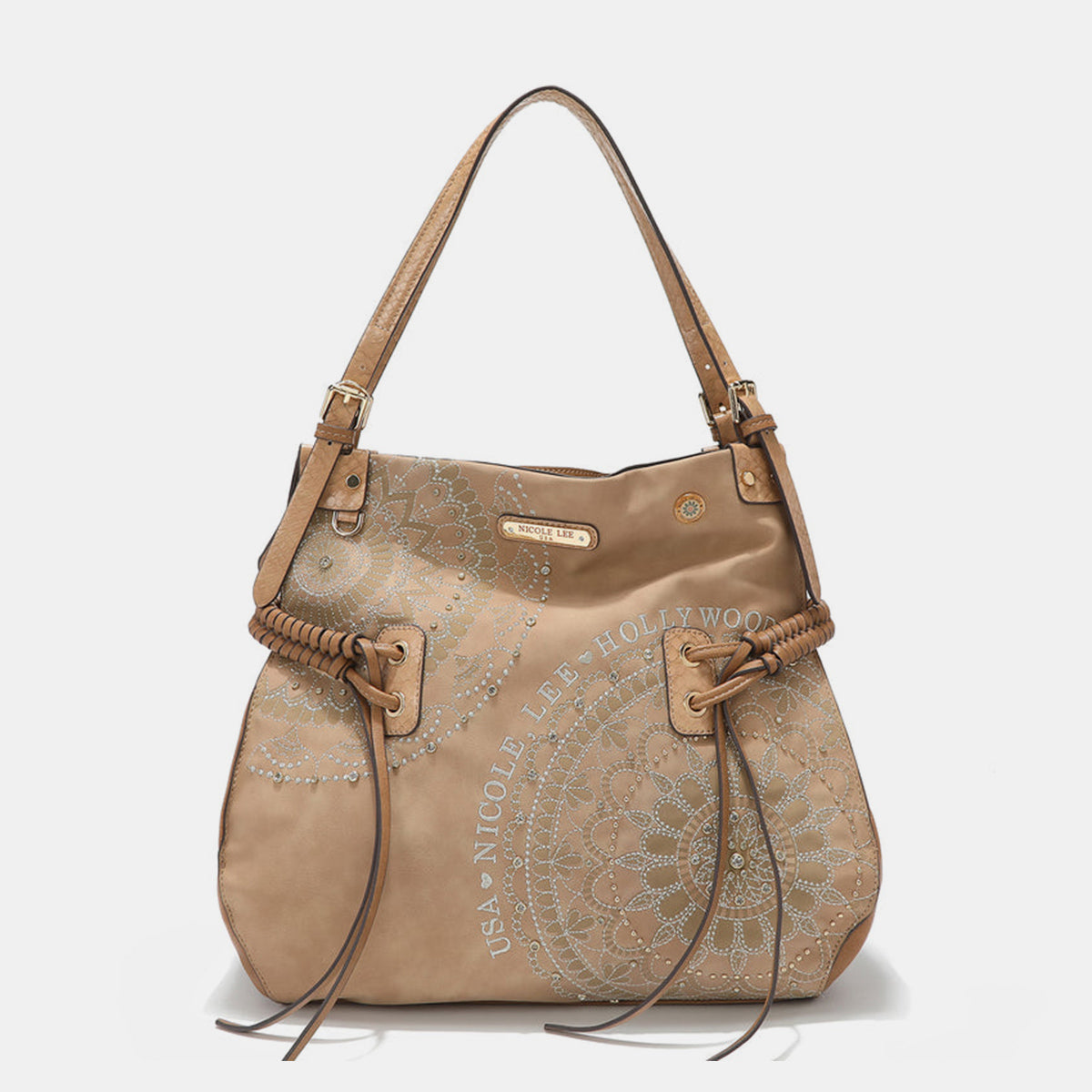 Side Braided Tassel Inlaid Rhinestone Embroidery Hobo Bag