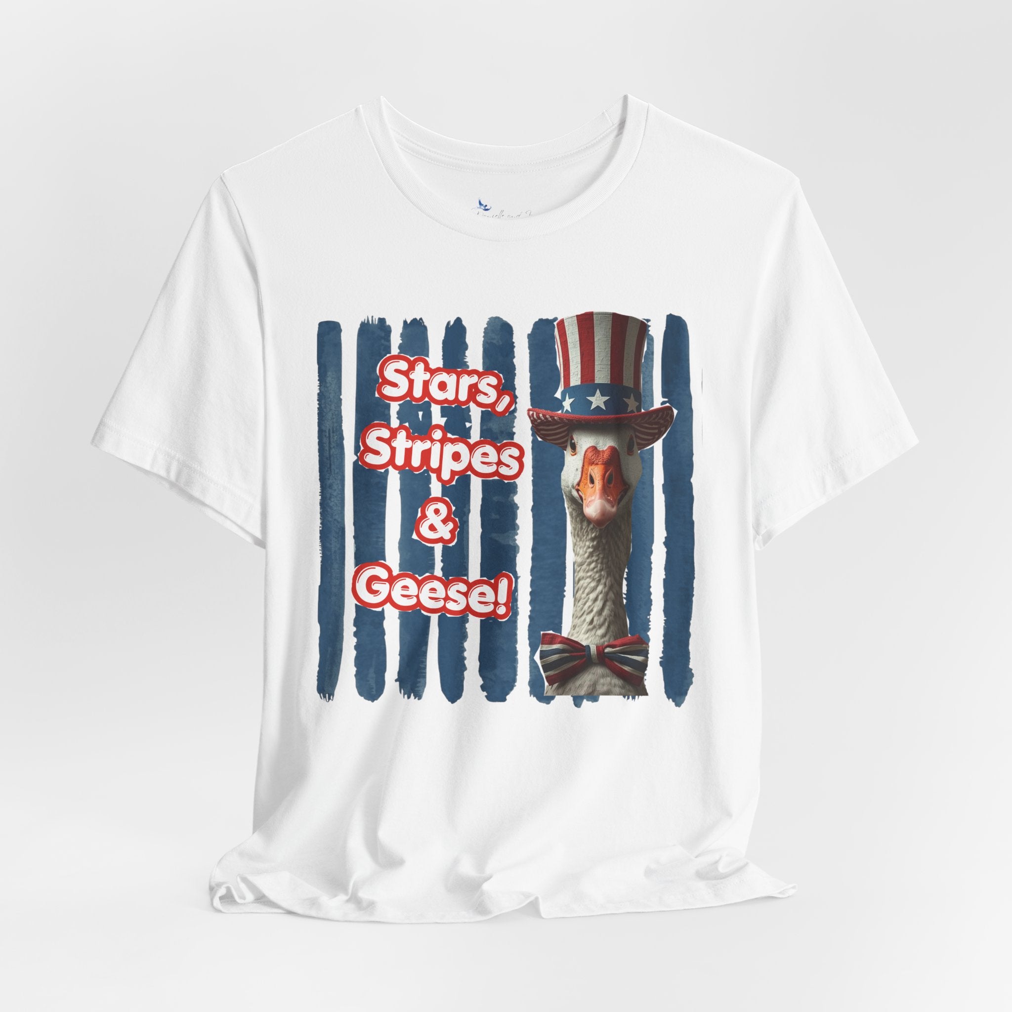Stars, Stripes & Geese Patriotic Goose T-Shirt, Funny 4th of July Americana Tee- Unisex