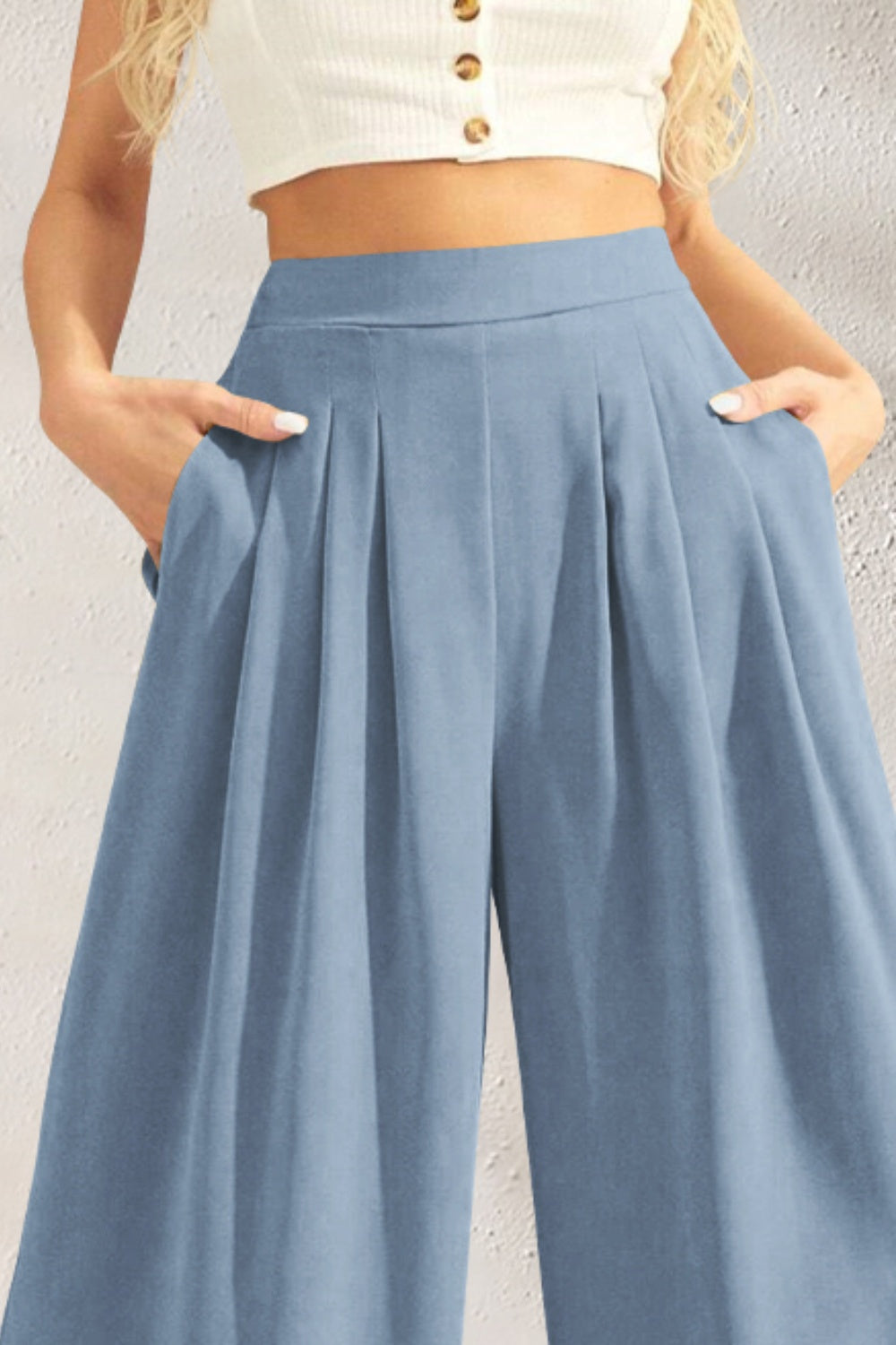 Pocketed High Waist Wide Leg Pants - Danielle and Jason Baker LLC - Danielle Baker's Boutique