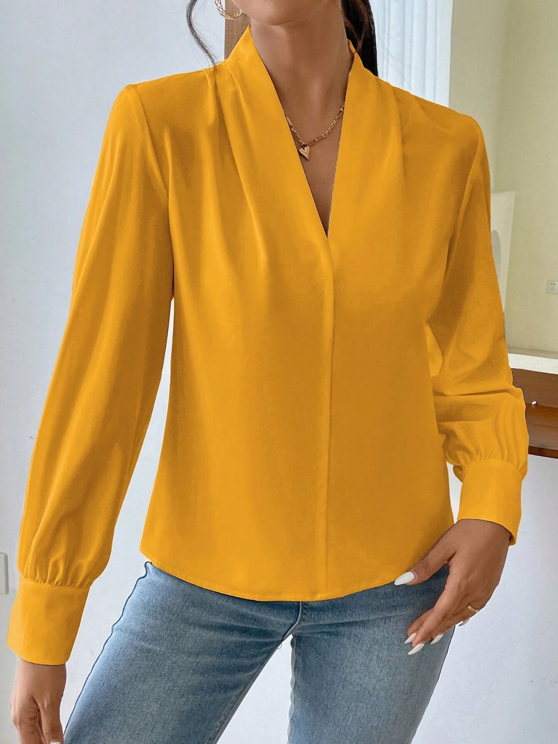 V Neck Long Sleeve Top