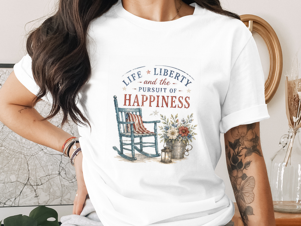 Life, Liberty & Happiness Americana T-Shirt - 4th of July Vintage Tee