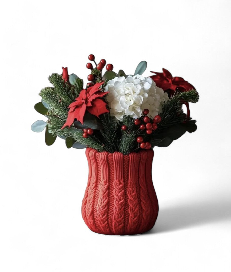 Cozy Knit Sweater - Unique Decorative Vase for Home Decor - 3D Print Centerpiece- Used for Faux, Dried and Preserved Flowers & Plants - Danielle and Jason Baker LLC - Danielle Baker's Boutique