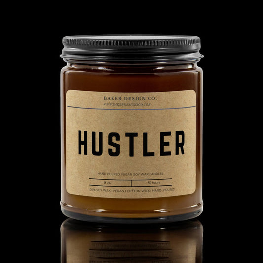 HUSTLER Candle - Minimalist Amber glass candle - Danielle and Jason Baker LLC - Danielle Baker's Boutique