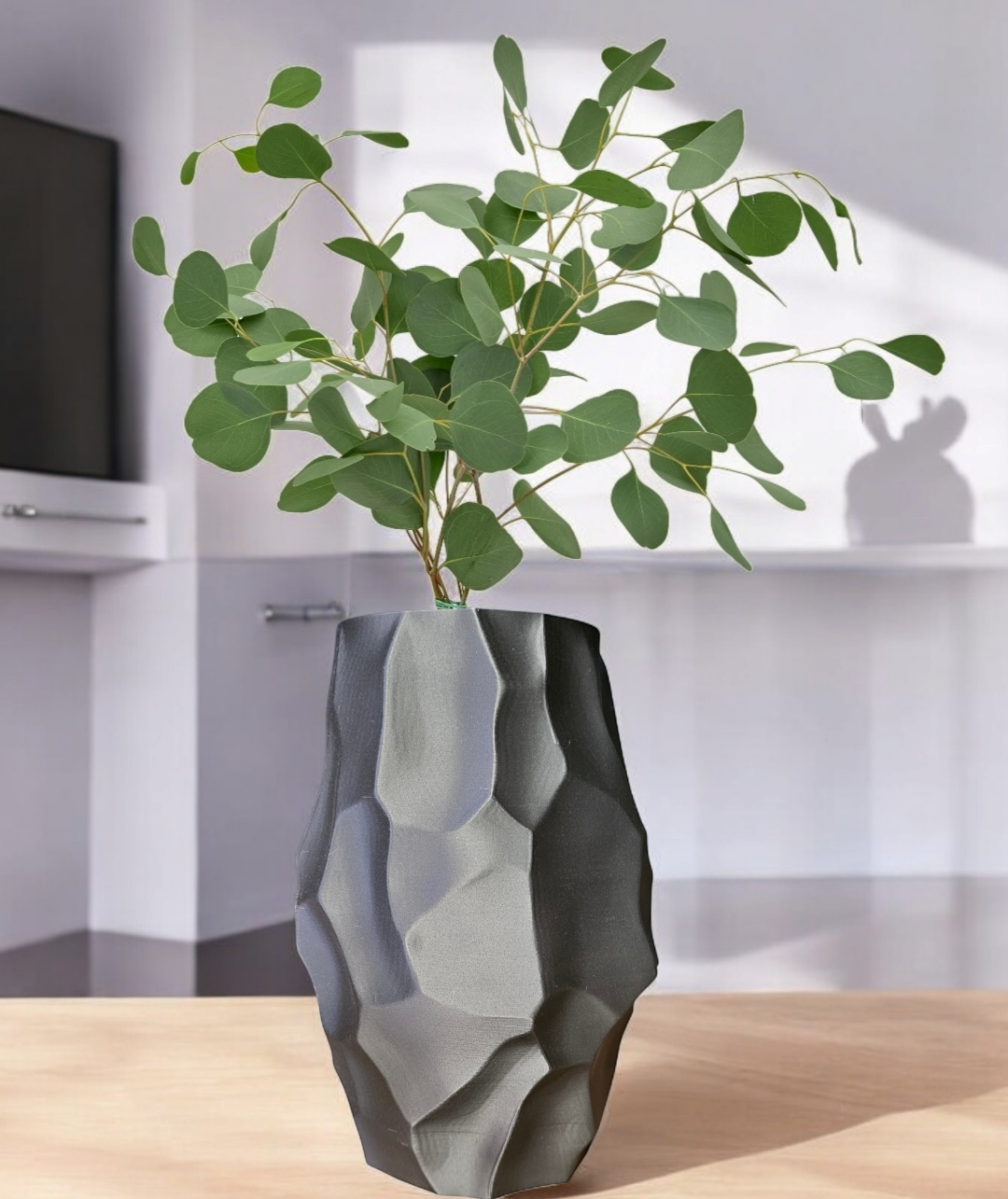 Obsidian Office Vase Unique Decorative Vase for Home Decor -3DPrint Centerpiece- Used For Faux, Dried and Preserved Flowers & Plants