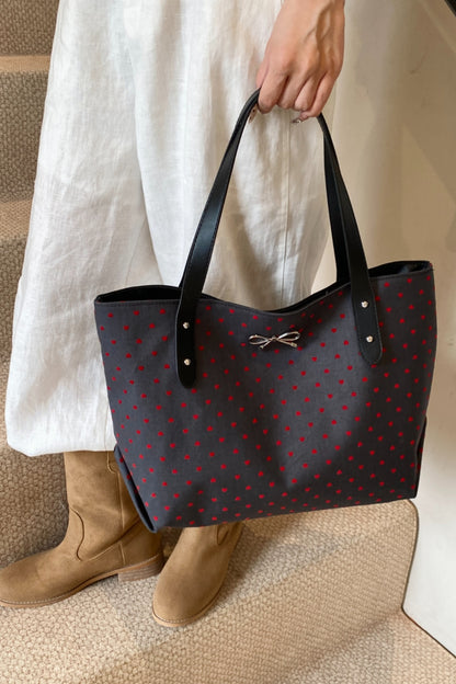 Polyester Bow Polka Dot Tote Bag - Danielle and Jason Baker LLC - Danielle Baker's Boutique