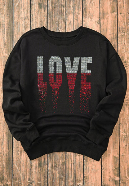 Rhinestone LOVE Long Sleeve Sweatshirt