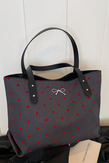 Polyester Bow Polka Dot Tote Bag - Danielle and Jason Baker LLC - Danielle Baker's Boutique