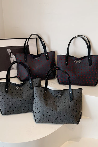 Polyester Bow Polka Dot Tote Bag - Danielle and Jason Baker LLC - Danielle Baker's Boutique