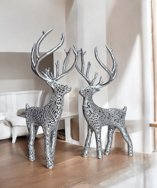 Decorative Deer Statue Pair - Voronoi Style - Danielle and Jason Baker LLC - Danielle Baker's Boutique