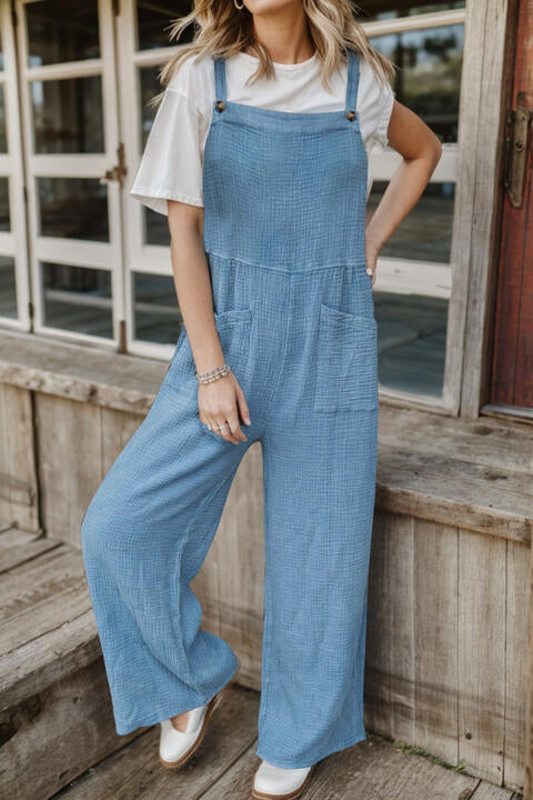 Wide Leg Front Pocket Overalls Jumpsuit - Danielle and Jason Baker LLC - Danielle Baker's Boutique