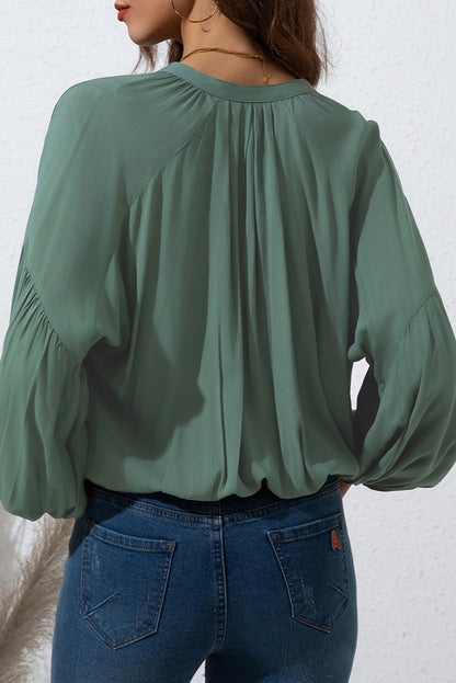 Button Up Balloon Sleeve Shirt - Danielle and Jason Baker LLC - Danielle Baker's Boutique